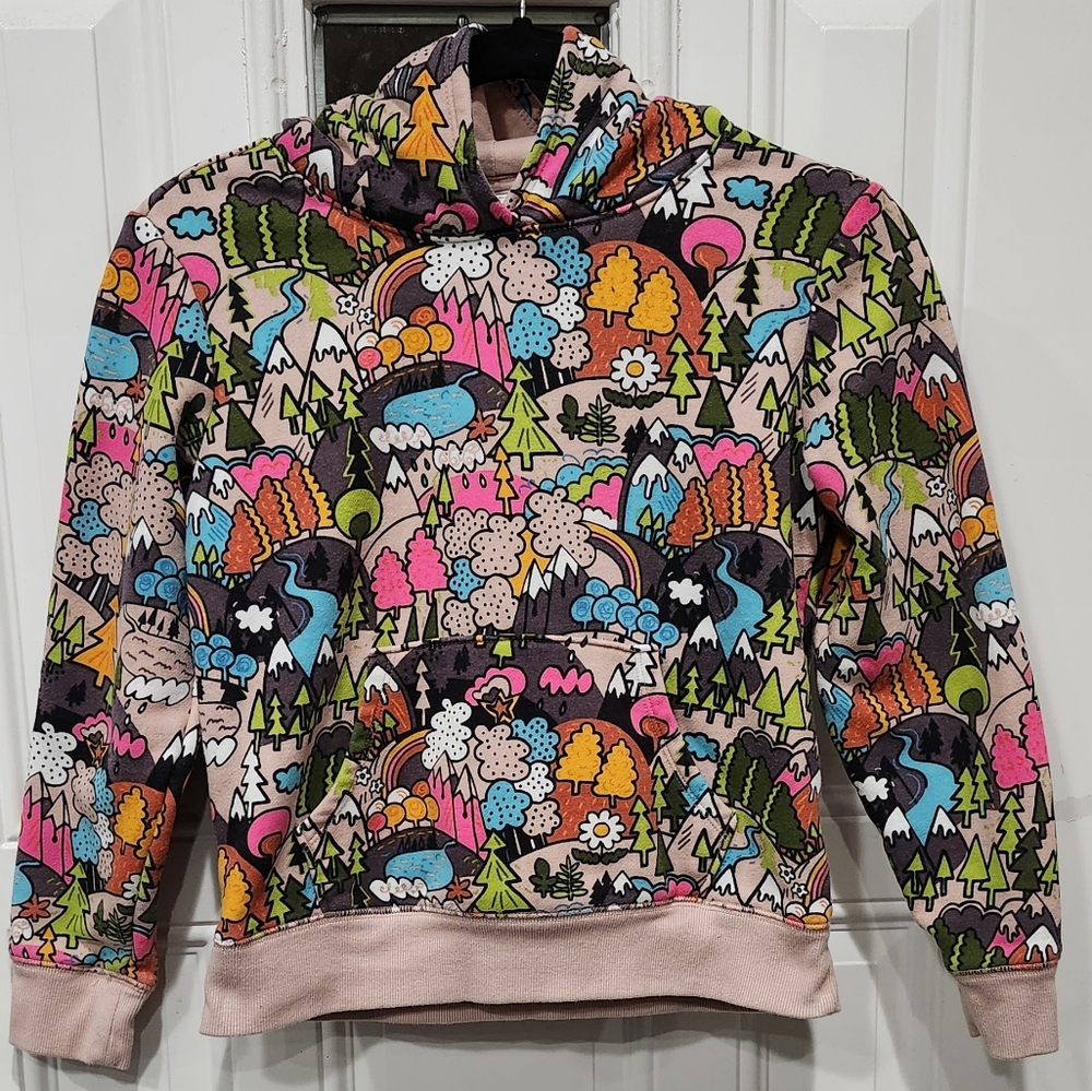 Spotted Zebra colorful wilderness outdoors sweatshirt pullover kid's size L 10